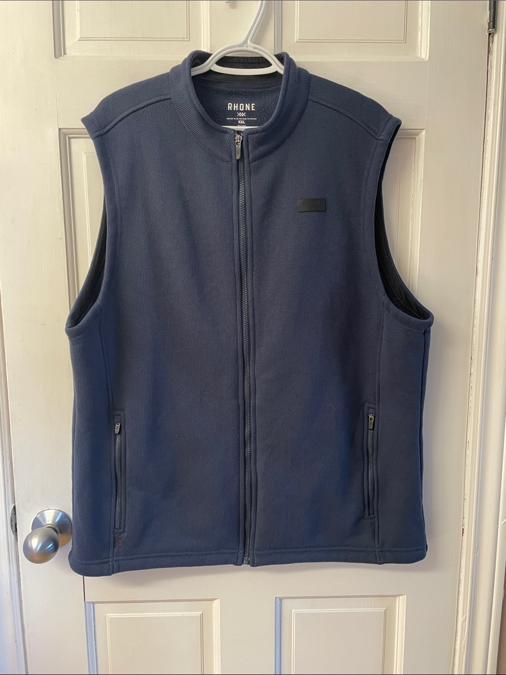 Rhone knitted fleece outdoor golf vest in navy blue men’s size XXL